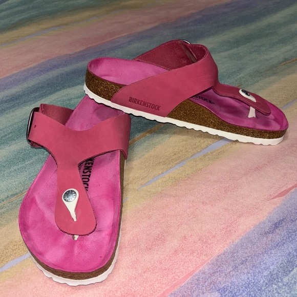 Birkenstock Gizeh Big Buckle Fuchsia Tulip Nubuck women’s size 9 - Picture 3 of 11